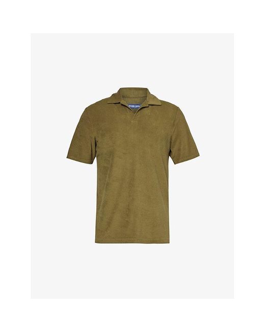 Frescobol Carioca Green Faustino Collared Regular-fit Terry Cotton-blend Polo Shirt for men