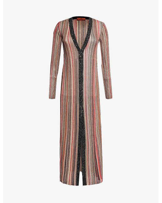 Missoni Multicolor Striped Sequin-embellished Knitted Cardigan