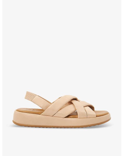 Dune Natural Laters Cross-weave Leather Sandals