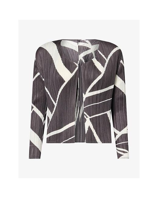 Pleats Please Issey Miyake Black Fold Line Pleated Knitted Cardigan