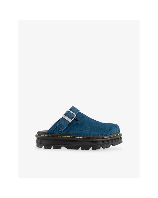 Dr. Martens Blue Zebzag Suede Mules