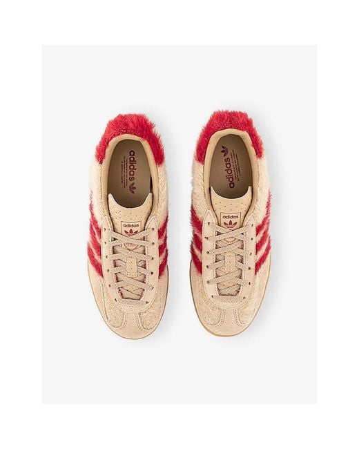 Adidas Pink Gazelle Faux-Fur And Suede Trainers