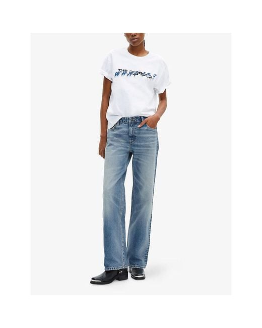 The Kooples White Logo-Print Short-Sleeve Cotton T-Shirt