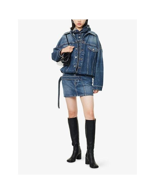 Jean Paul Gaultier Blue Front-Strap Denim Mini Skirt
