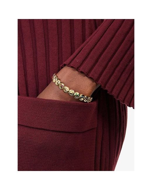 Lisa Gozlan Metallic The Multi Gemstone Happy Face 18Ct-Plated Brass And Cubic Zirconia Bracelet
