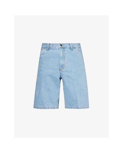 Carhartt Blue High-rise Branded-patch Denim Shorts for men