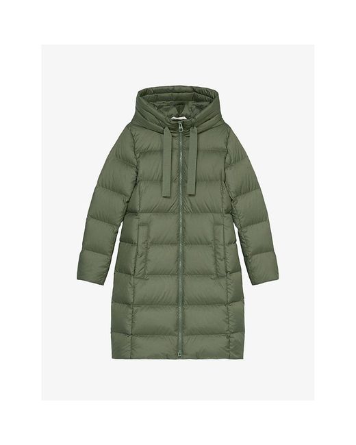 Marc O'polo Funnel-neck Hooded Shell-down Puffer Coat in Green | Lyst
