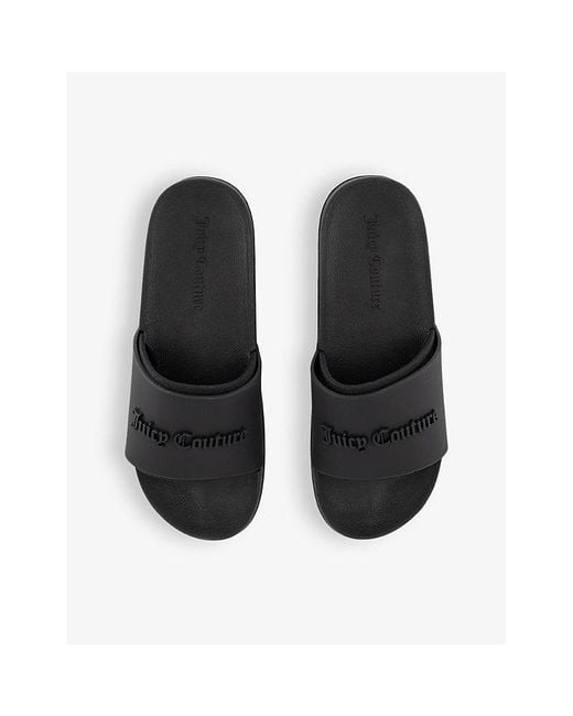 Juicy Couture Black Breanna Logo-embossed Rubber Sliders
