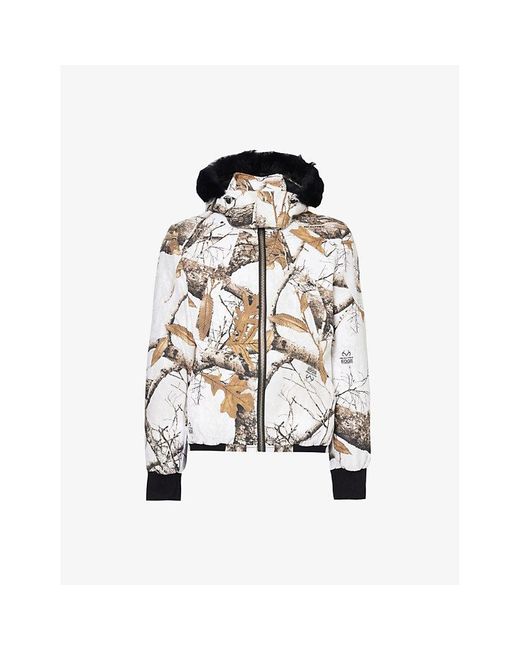 Moose Knuckles White 3q Birchwood Camouflage-pattern Shearling-trim Hooded Cotton-down Jacket for men