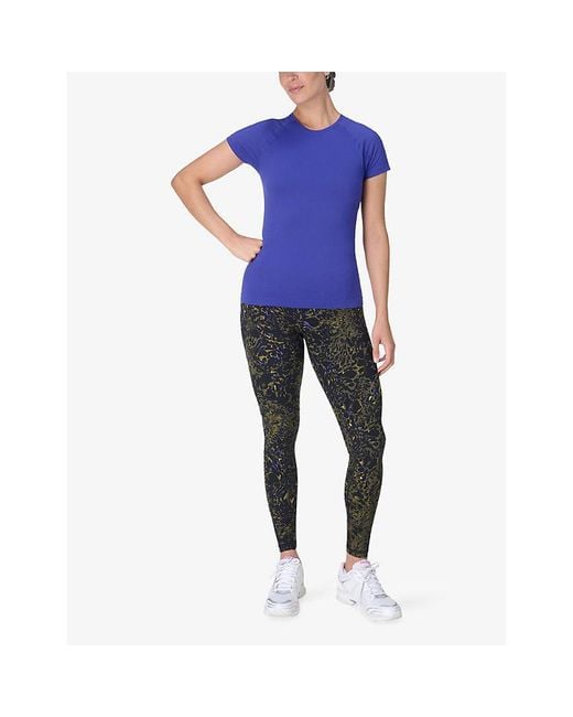 Sweaty Betty Blue Athlete Seamless Workout Stretch-Jersey T-Shirt