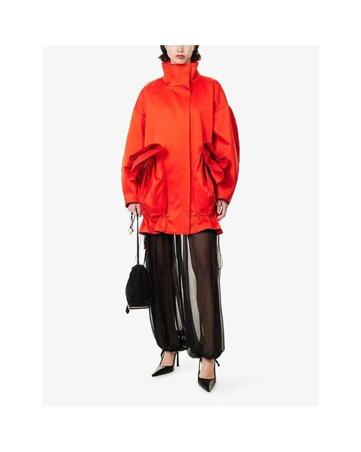 Ashlyn Red Chandra Cocoon Cotton Coat