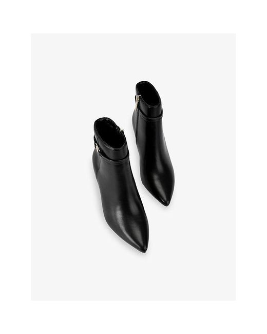 Carvela Kurt Geiger Black Flute Coin Faux-Leather Heeled Ankle Boots