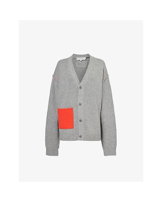 J.W. Anderson Gray Pocket V-neck Cotton And Wool-blend Cardigan