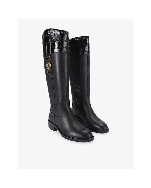 Kurt Geiger Black Mansion Leather Knee-High Boots