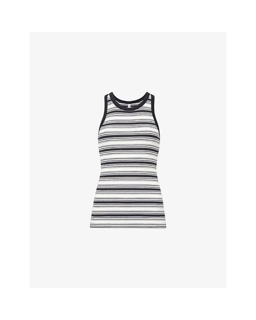 Samsøe & Samsøe Blue Alexo Striped Sleeveless Cotton Top