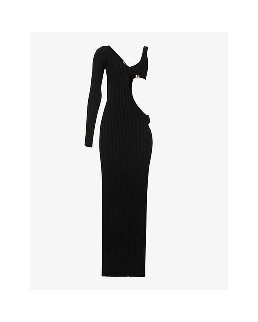 Bally Black Cut-out Slim-fit Woven Maxi Dress