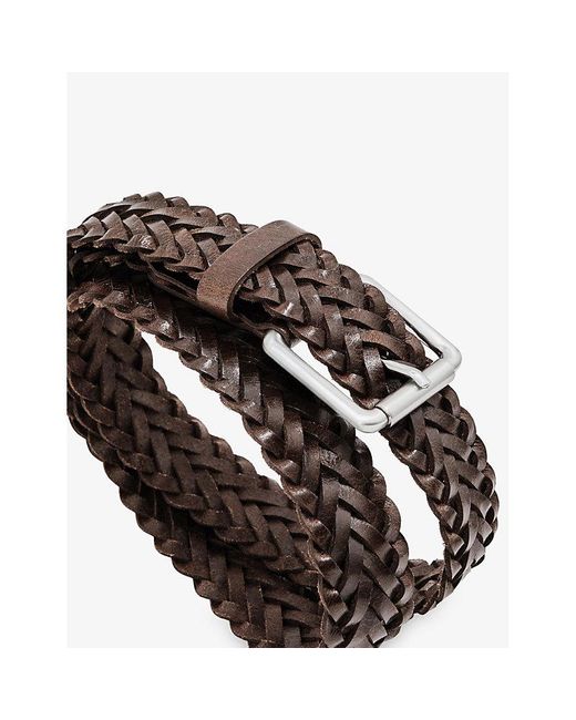 Reiss Brown Carlton Woven Leather Belt for men