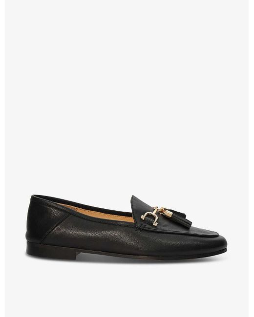 Dune Black Graysons Tassel-charm Leather Loafers