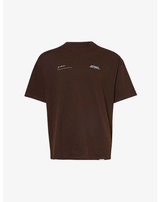 Represent Brown Patron Of The Club Brand-print Cotton-jersey T-shirt X for men