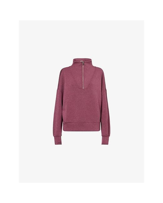 Varley Red Hawley Half-Zip Stretch-Jersey Sweatshirt