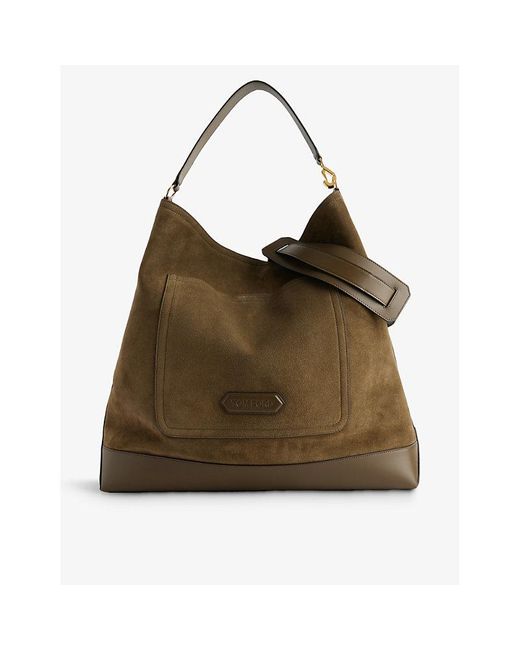 Tom Ford Brown Slouch-shape Suede Tote Bag for men