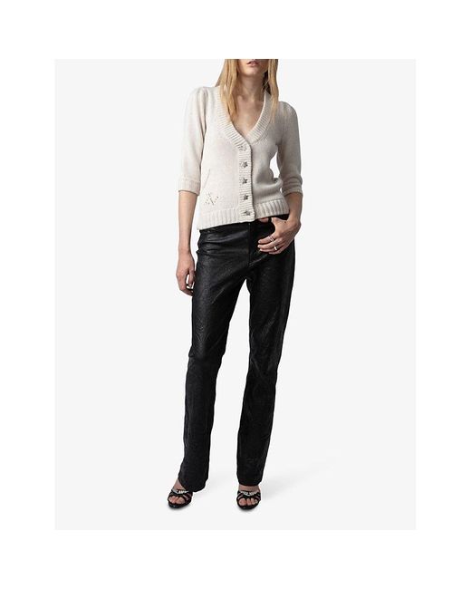 Zadig & Voltaire White Betsy Star-button Cashmere Cardigan