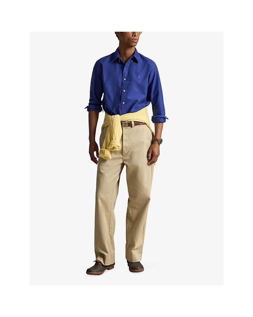 Polo Ralph Lauren Blue Garment-Dyed Cotton Oxford Shirt for men