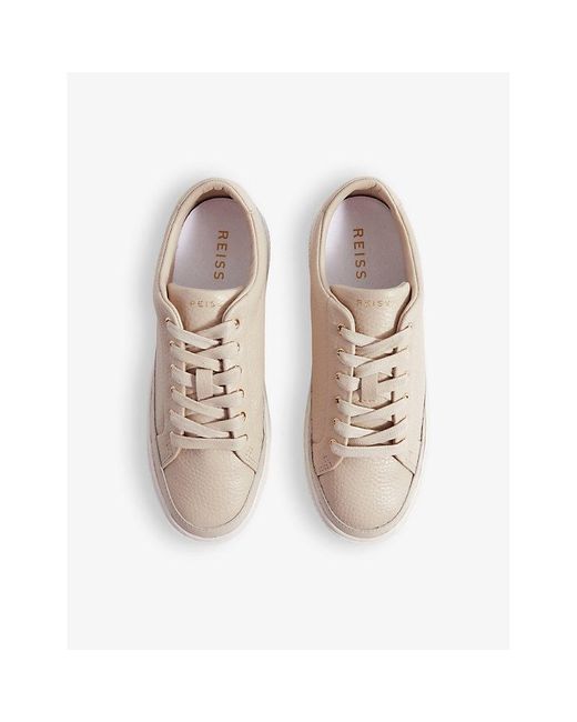 Reiss Natural Leanne Grained-leather Low-top Trainers