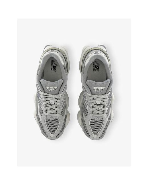 New Balance Gray 9060 Suede And Mesh Low-Top Trainers for men