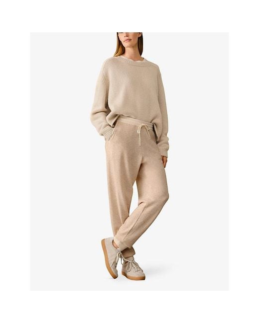 The White Company Natural Contrast-Trim Drawstring-Waistband Wool-Blend Jogging Bottoms