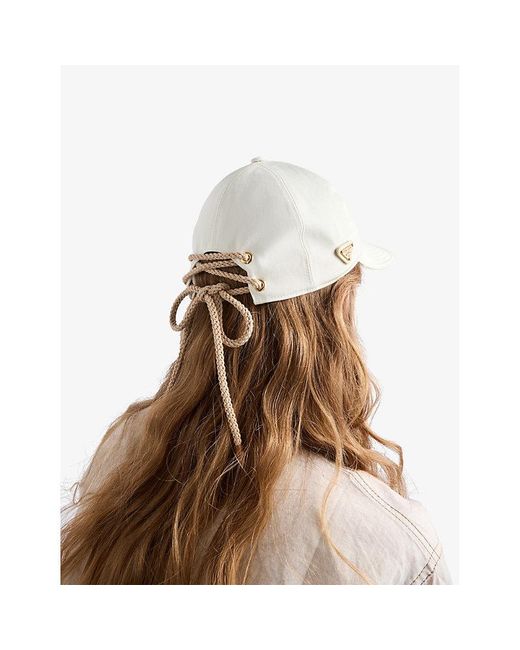 Prada White Lace-Up Satin And Cotton Baseball Cap