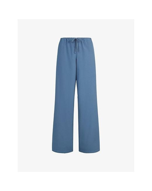 Skims Blue Straight-Leg Relaxed Cotton-Jersey Jogging Bottoms