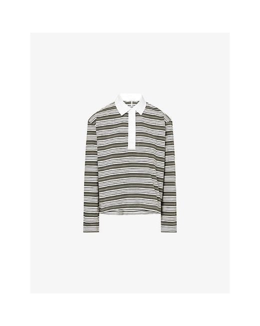 Rag & Bone White Kelly Stripe Cotton Polo Top