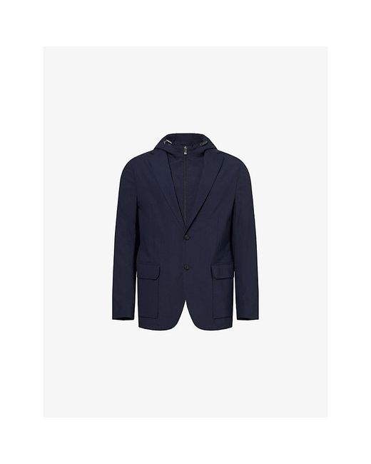 Corneliani Blue Insert-Bib Single-Breasted Wool-Blend Sports Blazer for men
