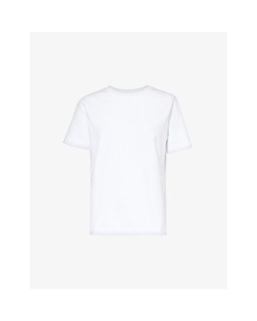 Samsøe & Samsøe White Camino Crewneck Organic Cotton-jersey T-shirt