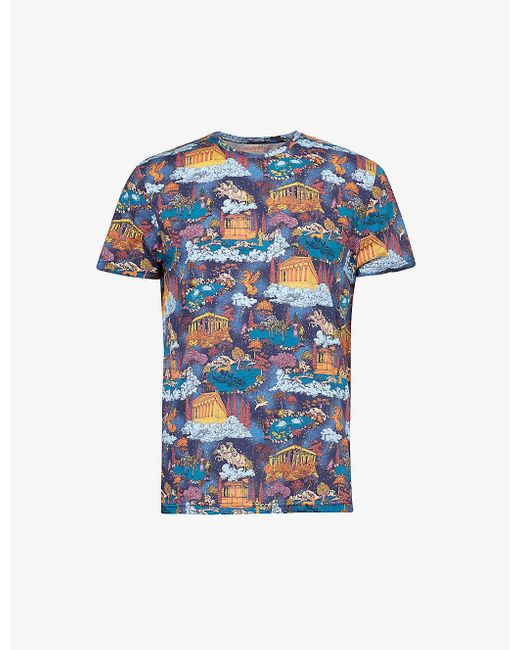 Derek Rose Blue Robin Graphic-print Cotton-jersey T-shirt for men