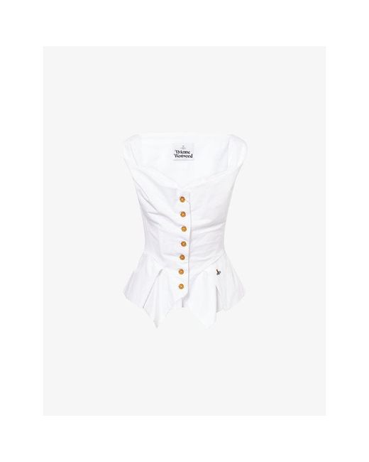 Vivienne Westwood White Monday Asymmetric Cotton Top