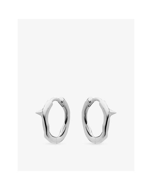 Shaun Leane Metallic Rose Thorn Mini Sterling- Hoop Earrings