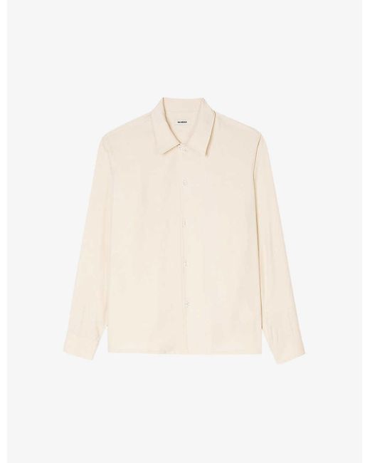 Sandro White Spread-collar Relaxed-fit Woven Shirt for men