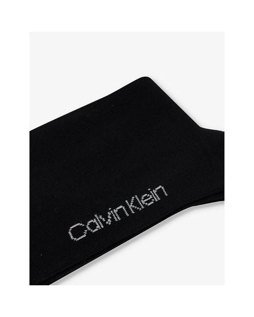 Calvin Klein Black Branded Ribbed-trim Pack Of Two Cotton-blend Socks for men