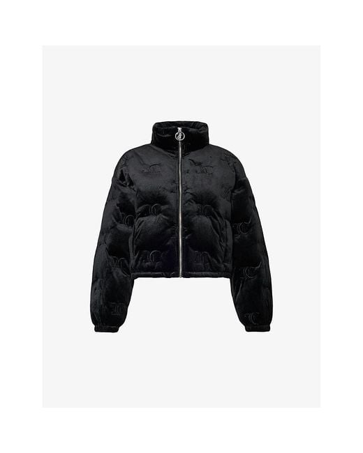 Juicy Couture Black Madeline High-neck Velour Puffer Jacket