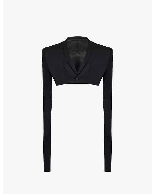Rick Owens Black Cobra Cropped Regular-fit Stretch-cotton Jacket for men