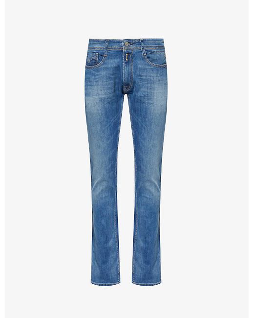 Replay Blue Rocco Straight-leg Stretch-denim Jeans for men