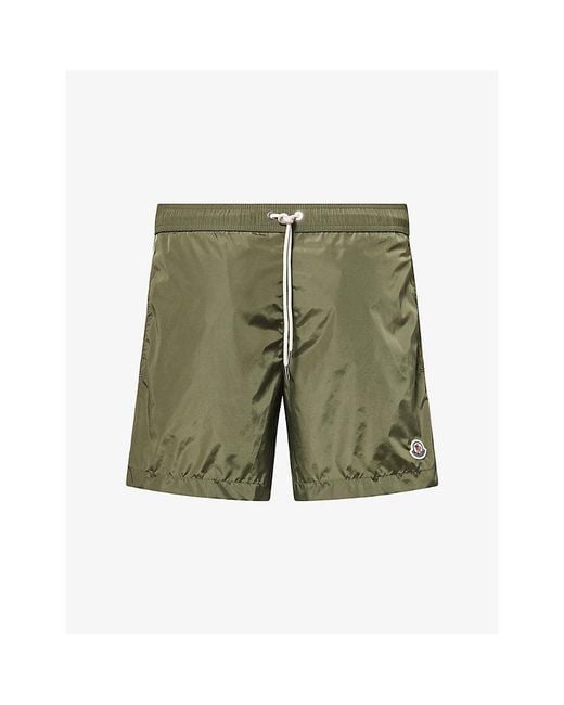 Moncler Green Logo Patch Swim Shorts for men