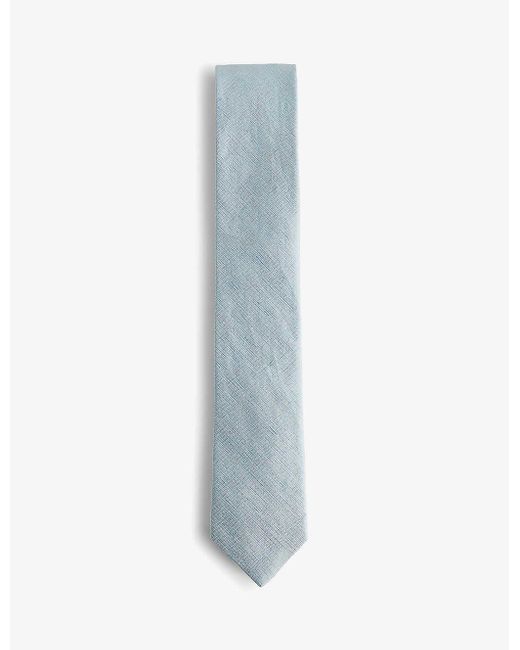 Ted Baker Blue Textured-weave Silk And Linen Tie for men