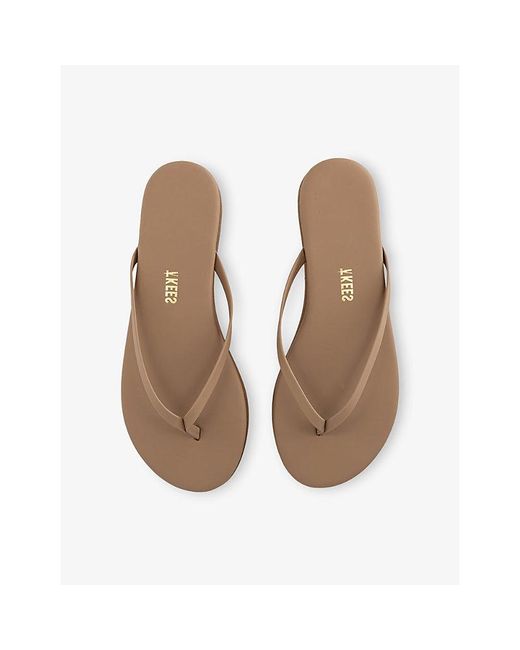 TKEES Brown Lily Platform Leather Flip-Flops