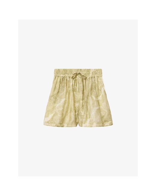 AllSaints Natural Isla Graphic-Print Woven Shorts