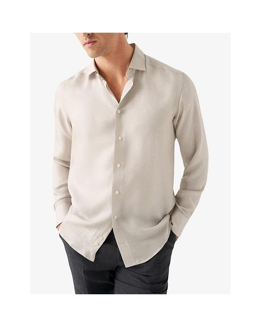 Eton of Sweden Natural Twill-weave Contemporary-fit Silk Shirt for men