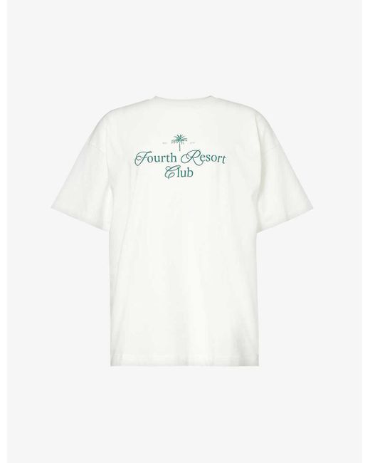 4th & Reckless White Phi Phi Logo-print Regular-fit Cotton-jersey T-shirt