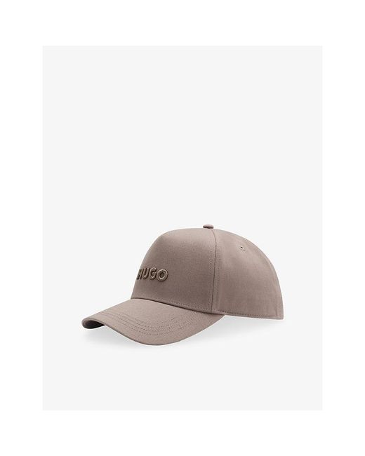 HUGO Brown Logo-Embellished Cotton-Twill Baseball Cap for men